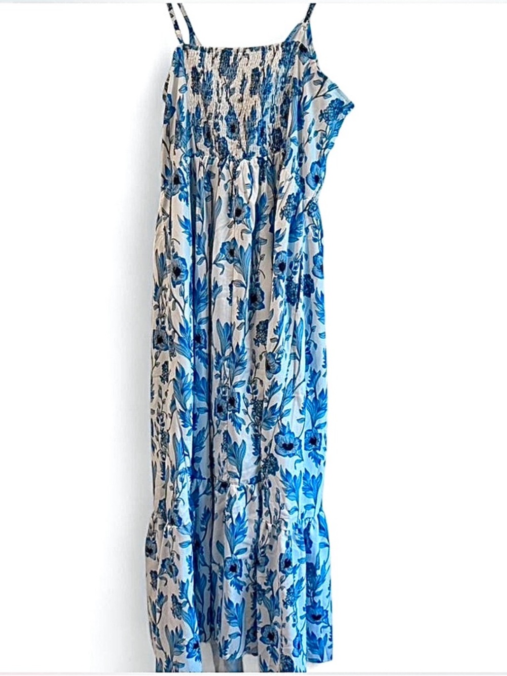 GRACE KARIN Womens Summer Blue and White Floral Long Flowy Boho w/ Pockets - XL - Picture 6 of 8